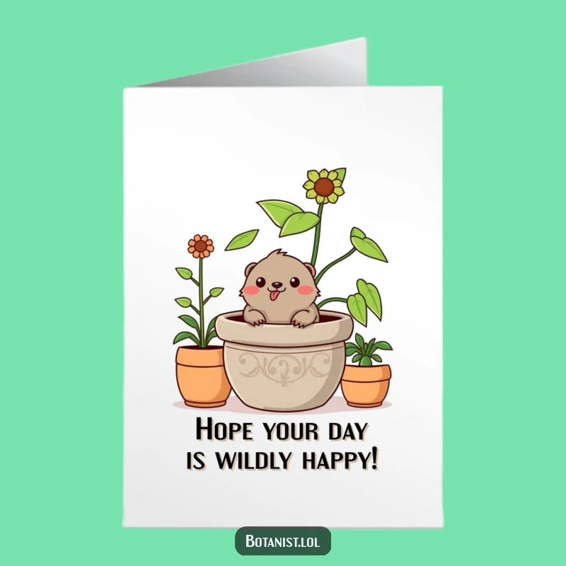 Cheerful Mole Birthday Free Printable Greeting Card - Funny Plant Downloadable Gift
