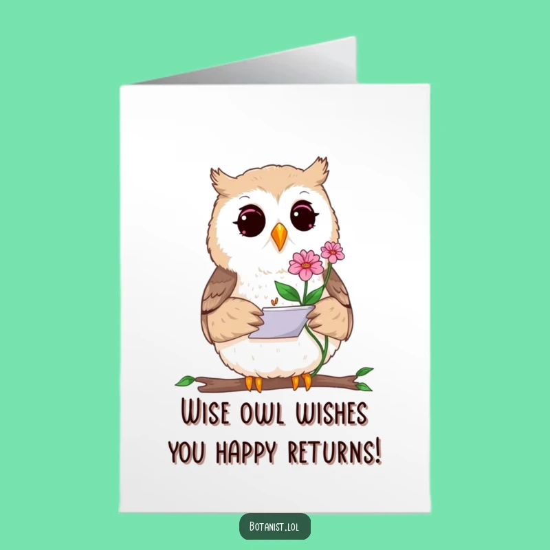 Free Printable Birthday Card: Curious Owl Sketching Funny Art, Downloadable Gift for Nature Lovers
