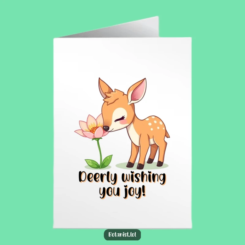 Free Printable Birthday Card: Deer's Floral Discovery - Funny Downloadable Gift