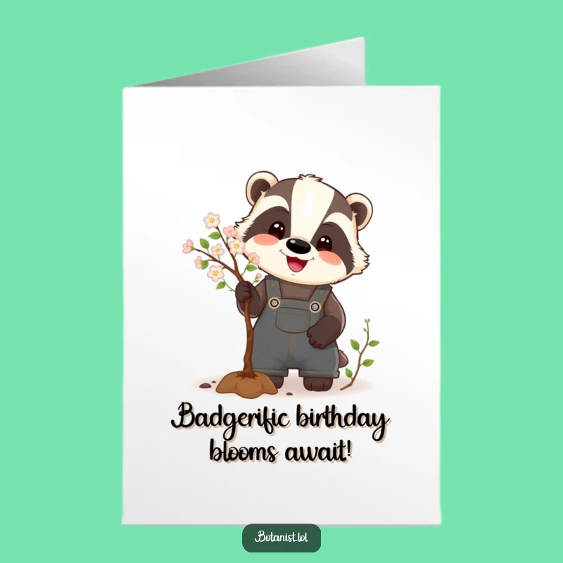 Free Printable Birthday Card: Funny Badger Pruning Tree, Downloadable & DIY Gift
