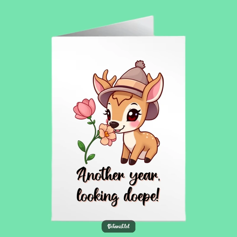 Free Printable Birthday Card: Happy Deer Cheerful Hat Funny Downloadable Gift