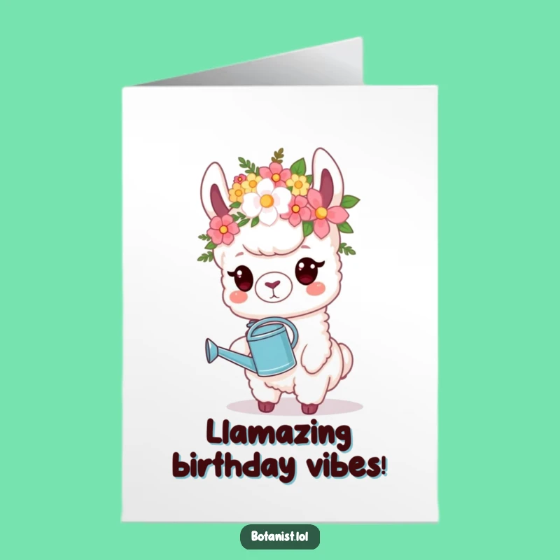 Free Printable Birthday Card: Llama Bloom Queen - Funny Downloadable Gift
