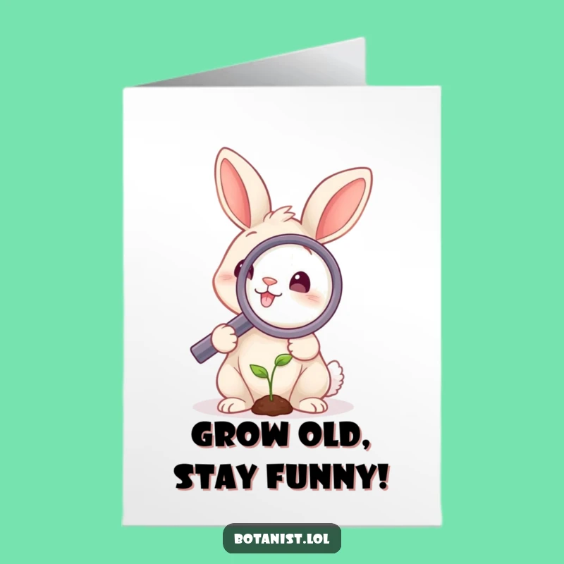 Free Printable Birthday Card: Rabbit Magnifying Sprout, Funny DIY Gift