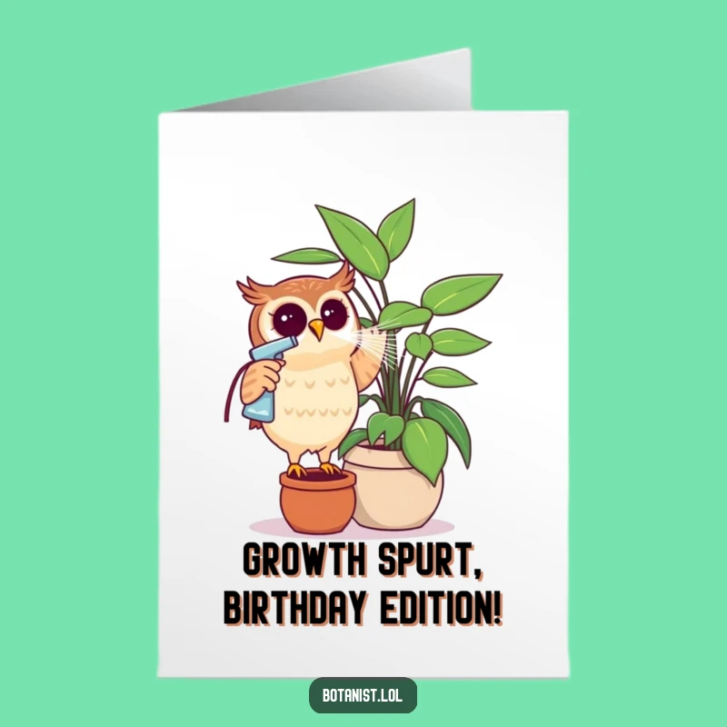 Free Printable Funny Owl Birthday Card: Curious Gardener Joke Downloadable Gift