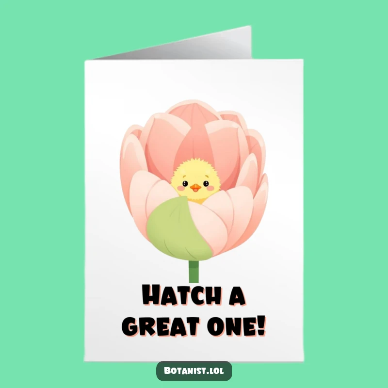 Free Printable Birthday Card: Funny Chick in Tulip Humor - Downloadable Gift