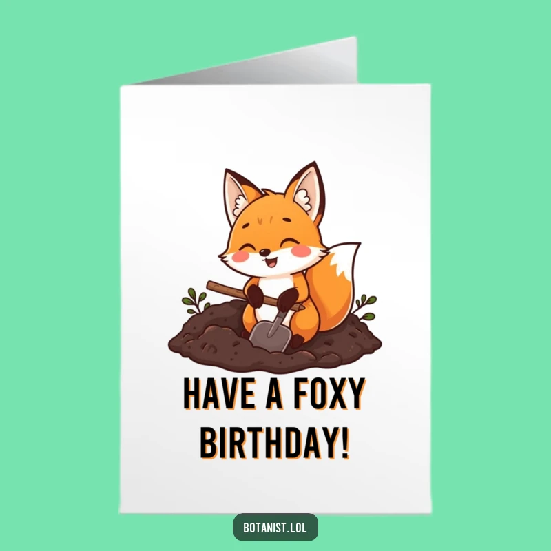 Free Printable Fox Birthday Card: Funny Gardener for a Fun Celebration
