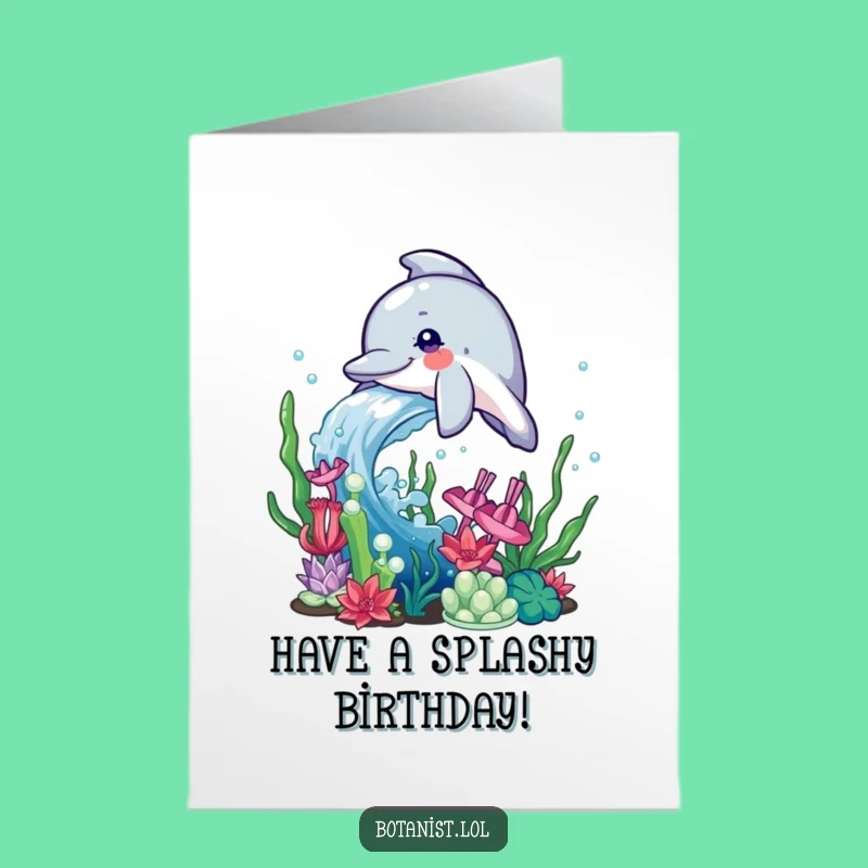 Free Printable Birthday Card: Dolphin Splash Fun - Funny Downloadable Gift