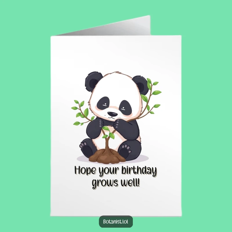 Free Printable Birthday Card: Panda Gardener Birthday - Funny Downloadable Gift