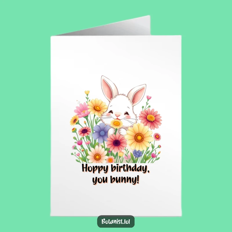 Free Printable Bunny Wildflower Birthday Card: Funny Downloadable Gift for Nature Lovers