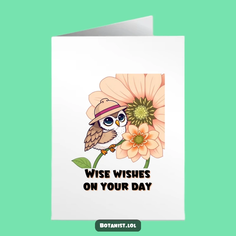 Free Printable Birthday Card: Owl in Hat & Flower - Adorable & Funny Downloadable Wish!