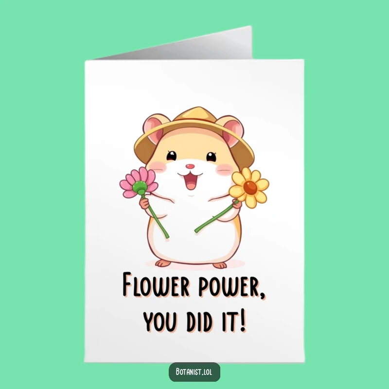 Free Printable Congrats Card: Hamster Blooms - Joyful Downloadable