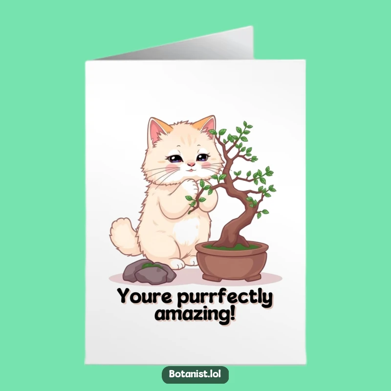 Free Printable Cat Bonsai Congrats Card - Funny Downloadable Gift