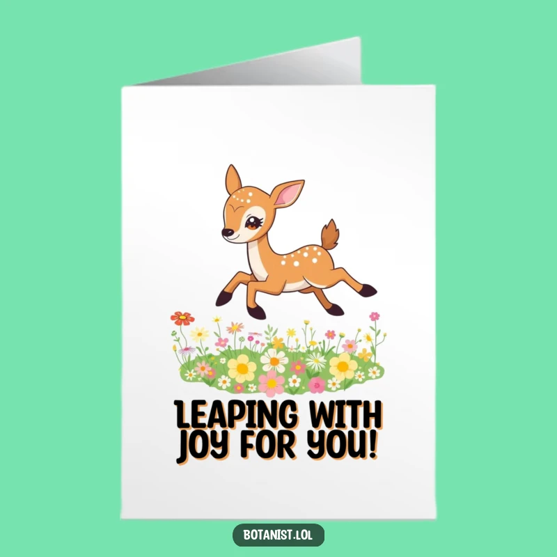 Free Printable Congrats Card: Deer Leaps to Success - Funny Downloadable Gift