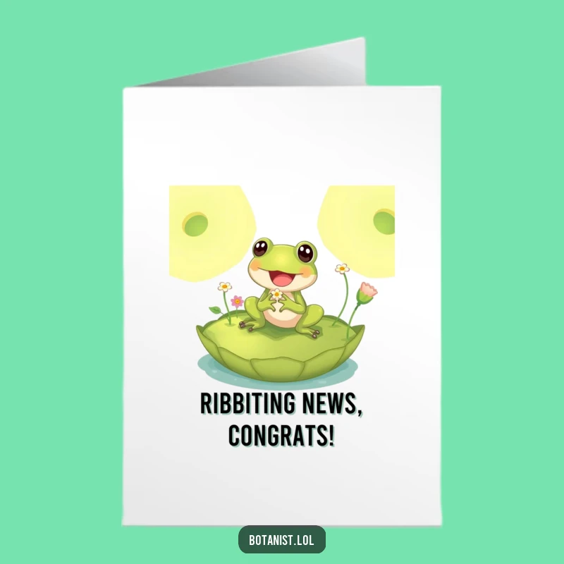 Free Printable Congrats Card: Delighted Frog Lily Pad Funny Downloadable Gift
