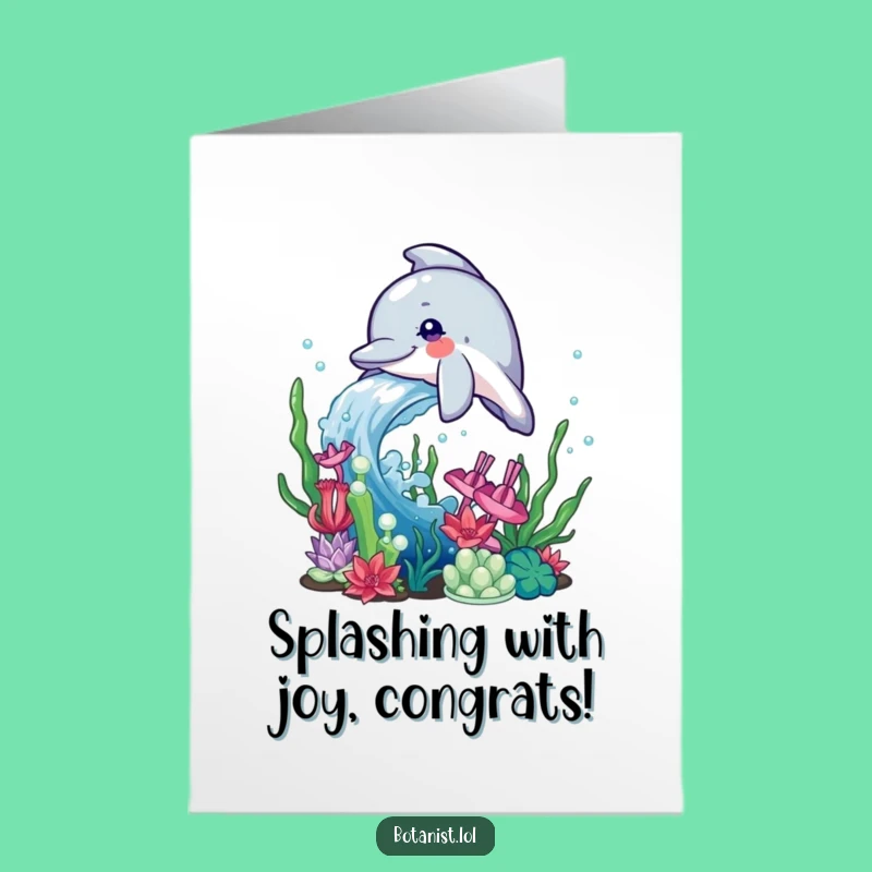 Free Printable Congrats Card: Dolphin Splash Success - Funny Downloadable Gift