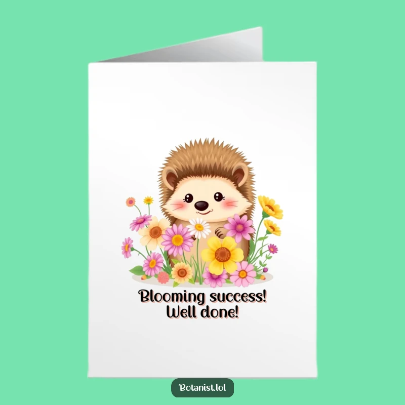 Free Printable Congrats Card: Hedgehog Flower Appreciation, Joyful Downloadable Gift