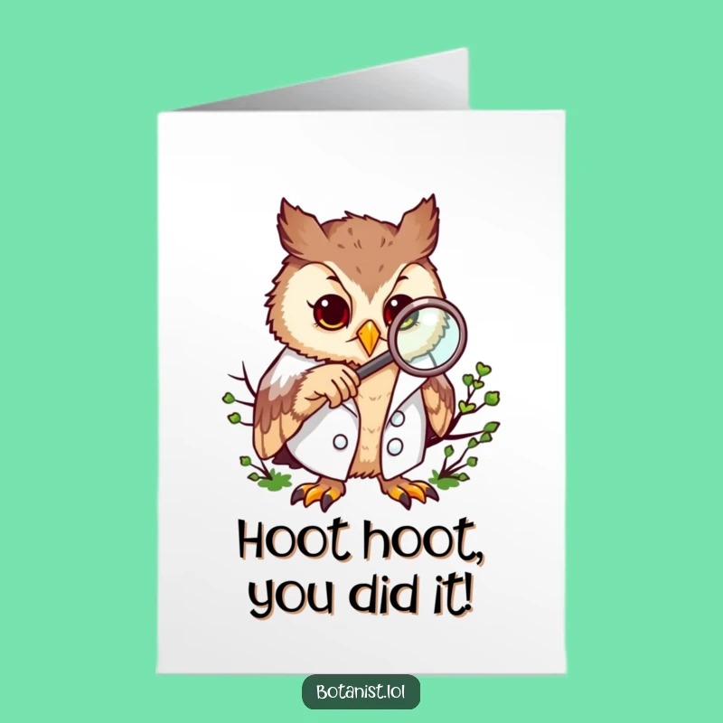 Free Printable Congrats Card: Owl's Discovery for Your Success!
