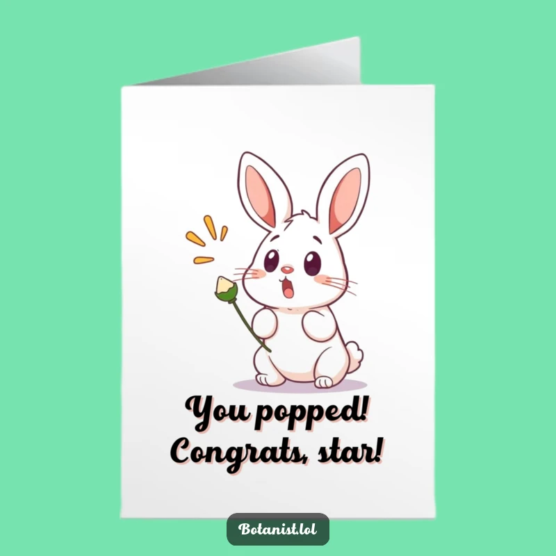 Free Printable Congrats Card Surprised Bunny Popping Seed DIY Gift