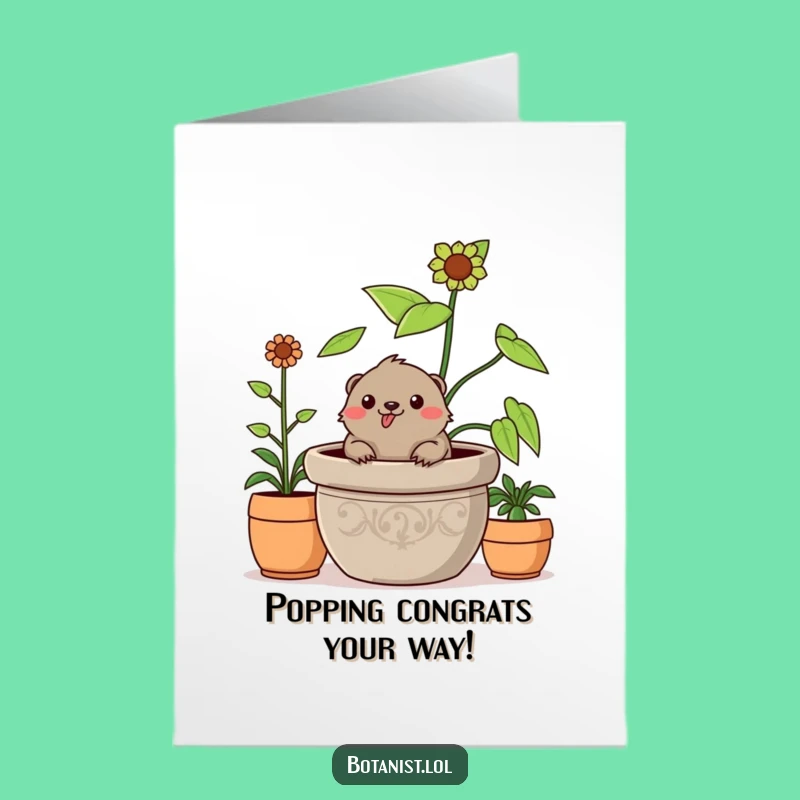 Cheerful Mole Congratulations Free Printable Card - Funny Plant Downloadable Gift
