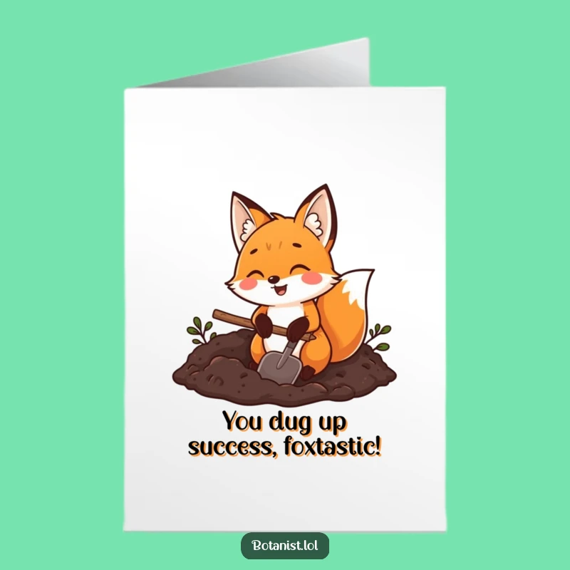 Free Printable Fox Congrats Card: Funny Gardener for Your Success