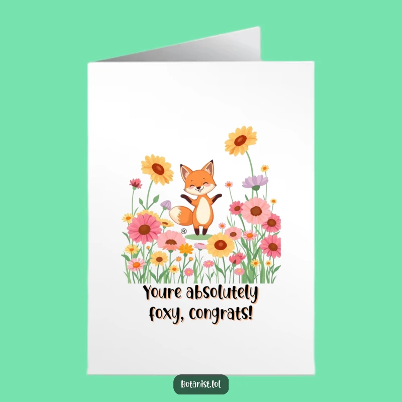 Wild Congratulations Free Printable Card: Fox's Floral Fiesta!