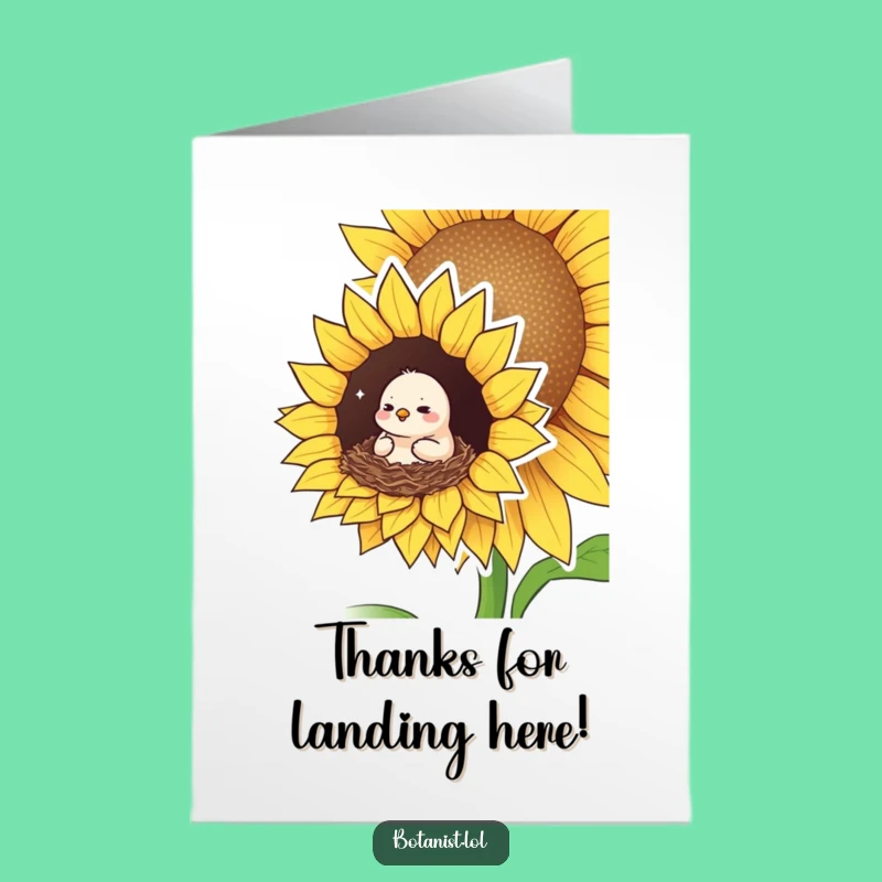 Free Printable Thank You Card: Bird's Sunflower Comfort - Grateful Downloadable