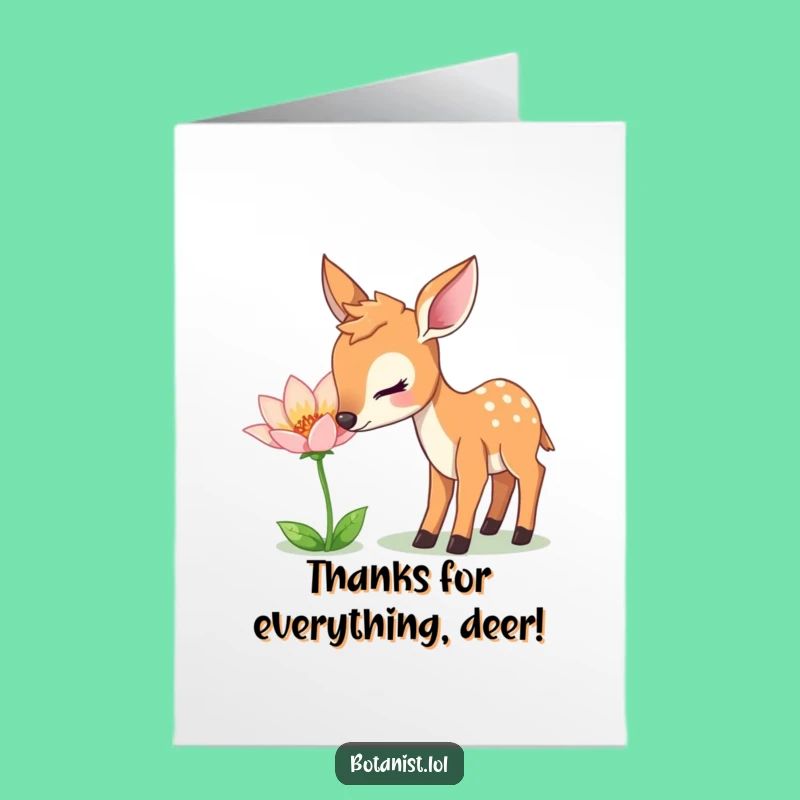 Free Printable Thank You Card: Deer's Floral Appreciation - Funny Downloadable Gift