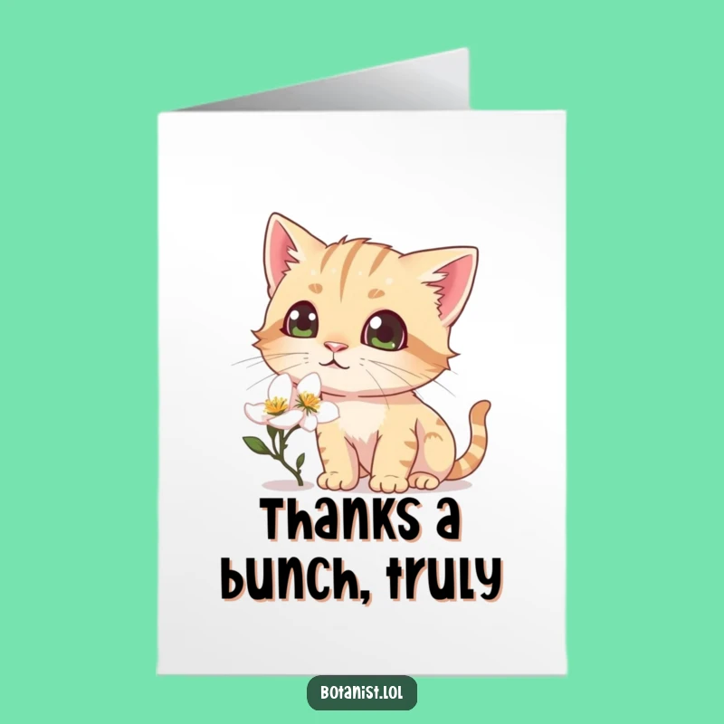 Free Printable Thank You Card: Funny Cat Blooms Humor - Downloadable Gift