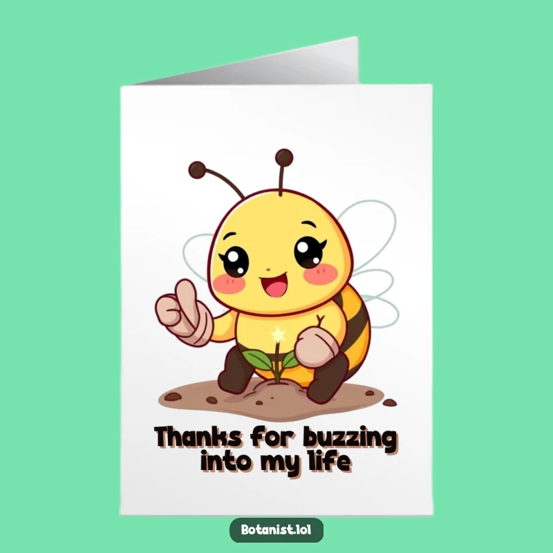 Free Printable Bee Thank You Card: Funny Gardener Expressing Gratitude