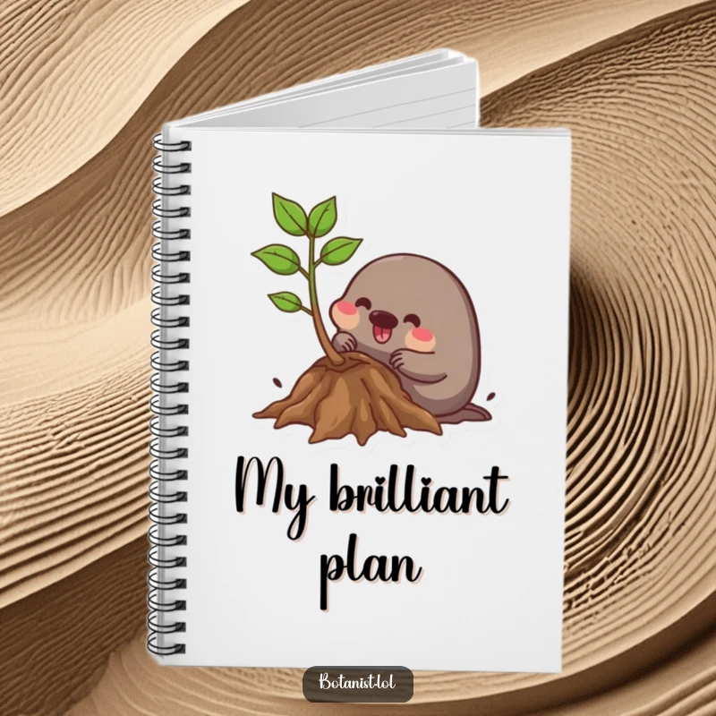 Funny Notebook: A determined mole is digging happily around plant roots, perfect for capturing thoughts with a smile.