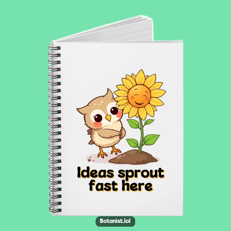 Funny Owl Plants Laughing Sunflower Notebook, Journal Your Giggles with this Gift