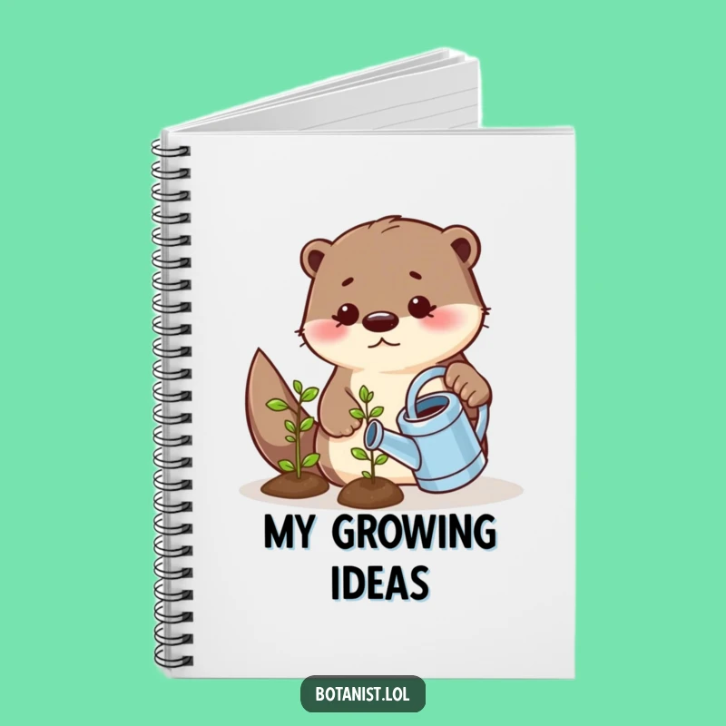 Funny Playful Otter Watering Seedling Notebook - Jot Down Your Growth Plans with Cute Companions