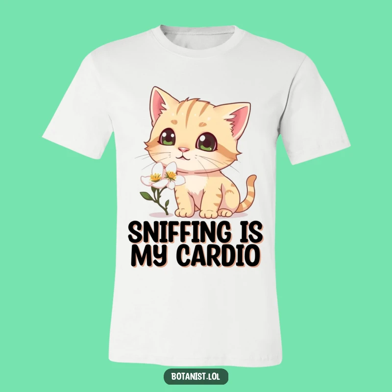 Funny Cat Flower Sniffing Tee - Adorable & Humorous Pet Apparel Gift