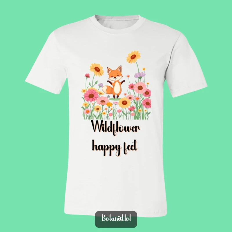 Funny Fox Dancing Wildflowers T-Shirt - Vibrant and Hilarious Outdoor Tee