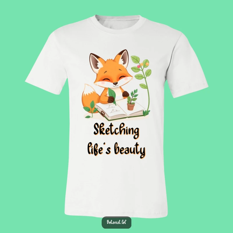 Funny Fox Sketching T-Shirt: Creative Cartoon Apparel Gift!