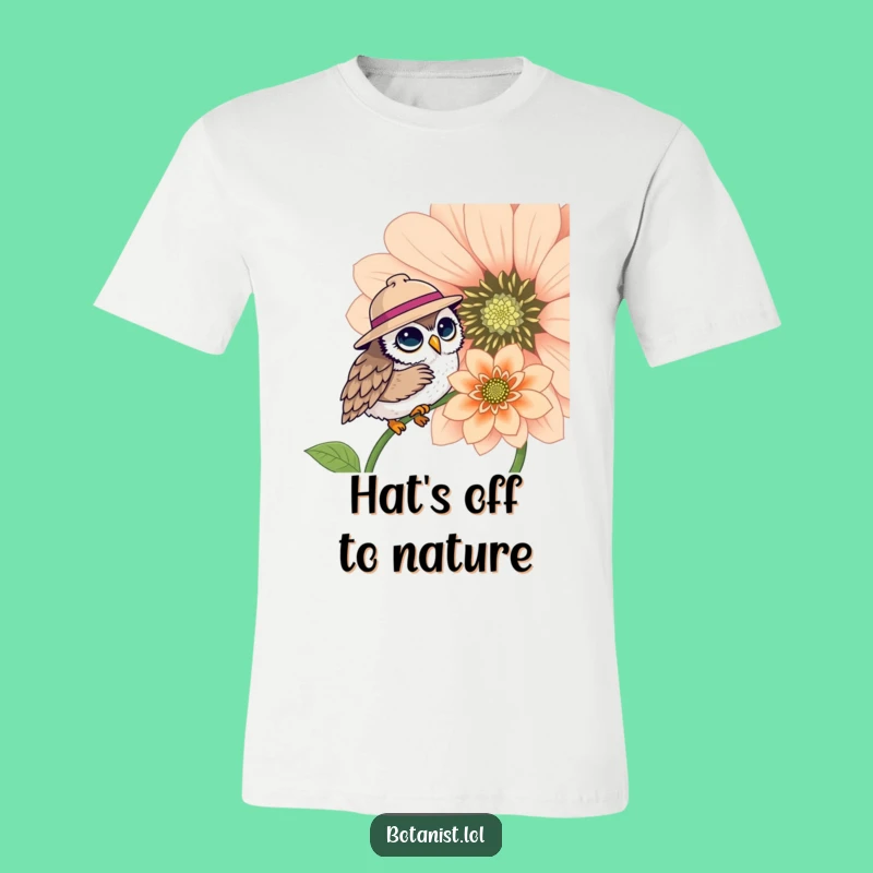 Funny Owl Hat Flower T-Shirt: Cute & Comical Cartoon Tee Gift!