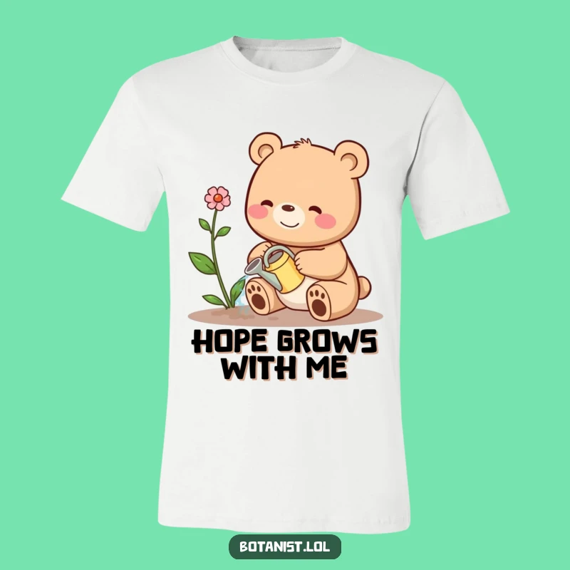 Funny Bear Plant Watering T-Shirt: Cute & Comical Cartoon Tee!