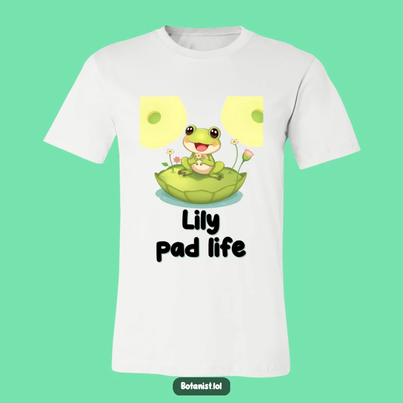 Funny Delighted Frog Lily Pad Tee - Wear Your Pondside Bliss and a Smile