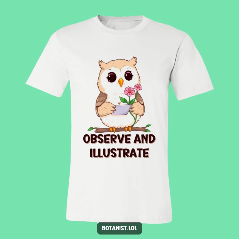 Funny Curious Owl Sketching T-Shirt - Artistic Nature Lover Tee, Great Gift Idea