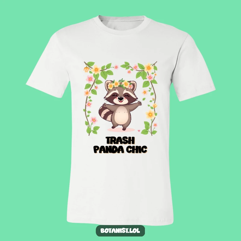 Funny Raccoon Flower Crown T-Shirt: Giggling Fun, Hilarious Gift for Fun Lovers