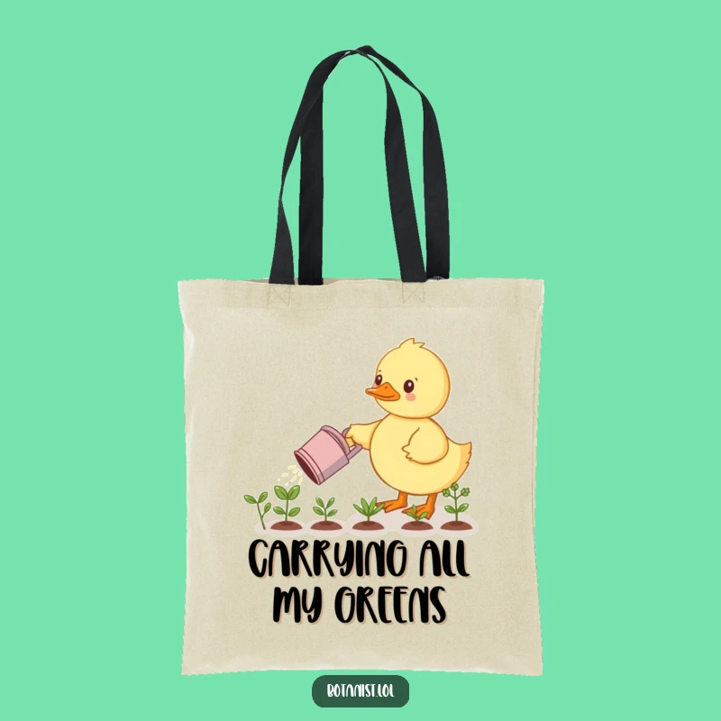 Funny Determined Duckling Tote Bag - Carry Your Green Thumb in Style