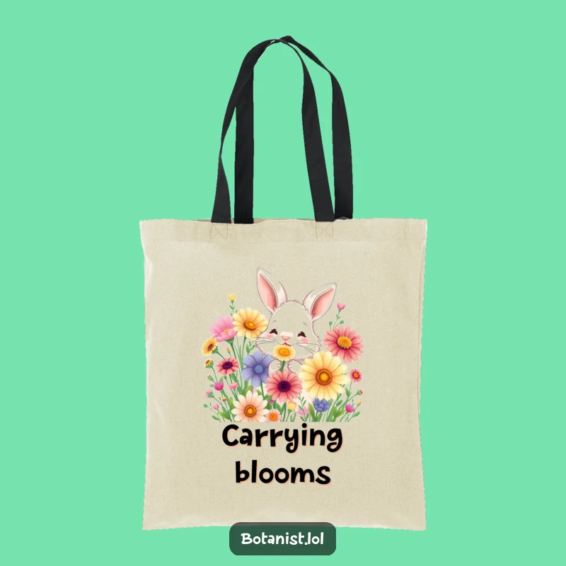 Funny Bunny Flower Tote Bag - Carry Springtime Joy and Essentials