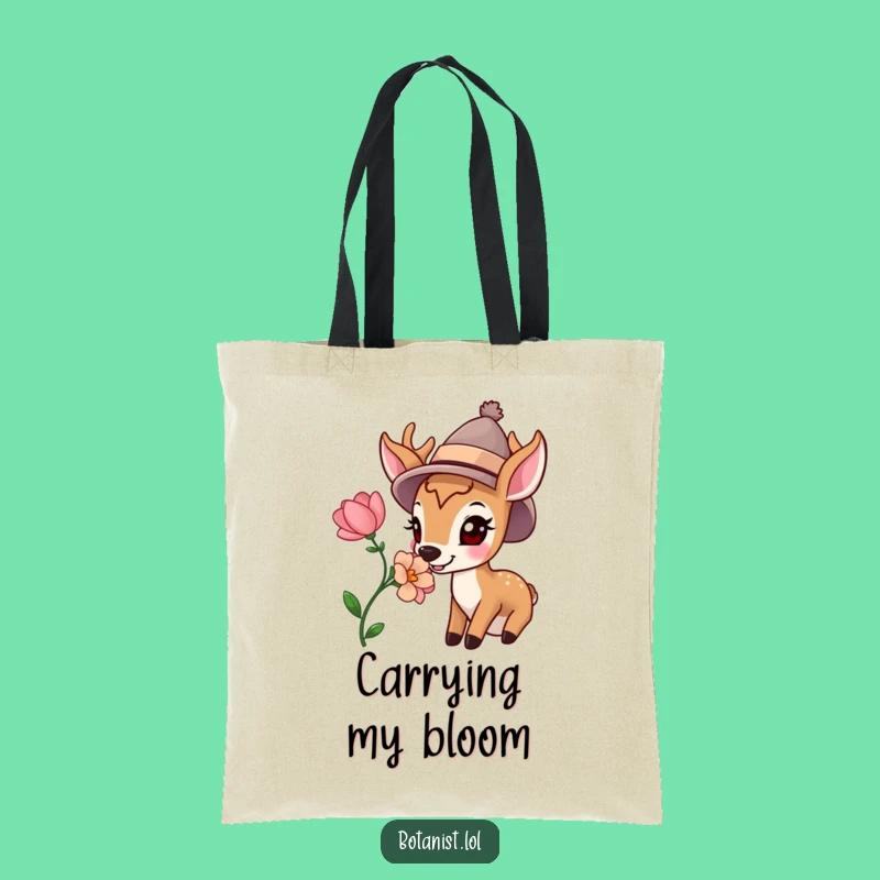Funny Happy Deer Hat Bloom Tote Bag - Carry Your Essentials with Nature's Delight
