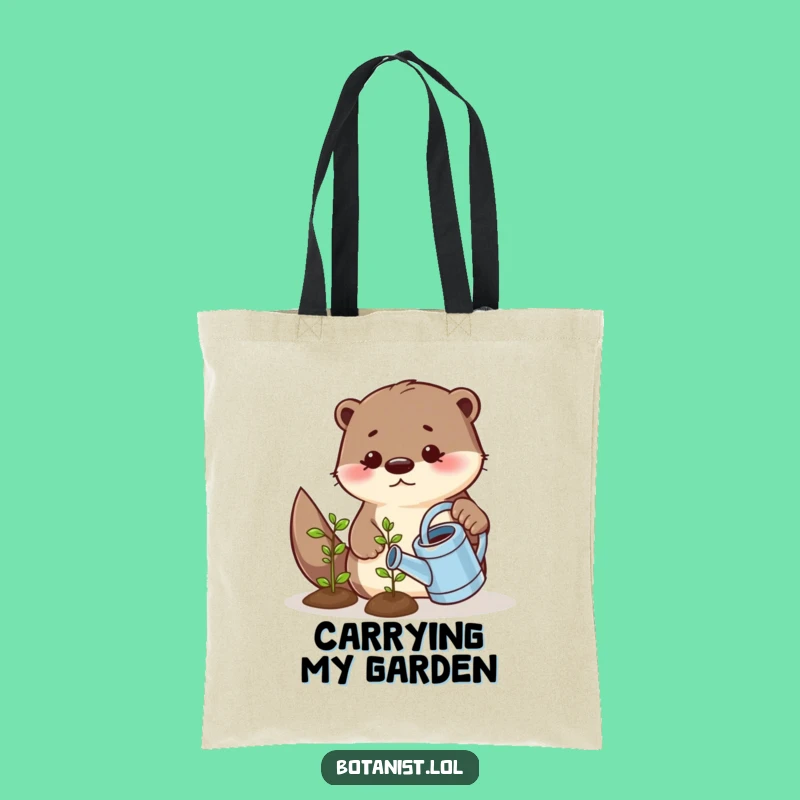 Funny Playful Otter Watering Seedling Tote Bag - Carry Your Gardening Gear with Cute Charm