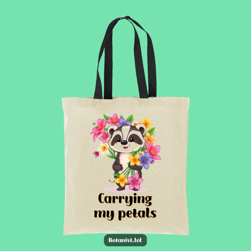 Funny Badger Tote Bag: Blooming Proud - Practical Floral Humor Gift
