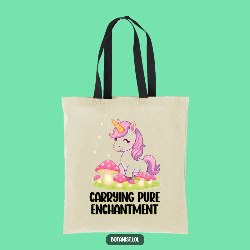 Funny Unicorn Tote Bag: Magical Pixie Dust & Glowing Mushrooms, Practical Whimsical Gift