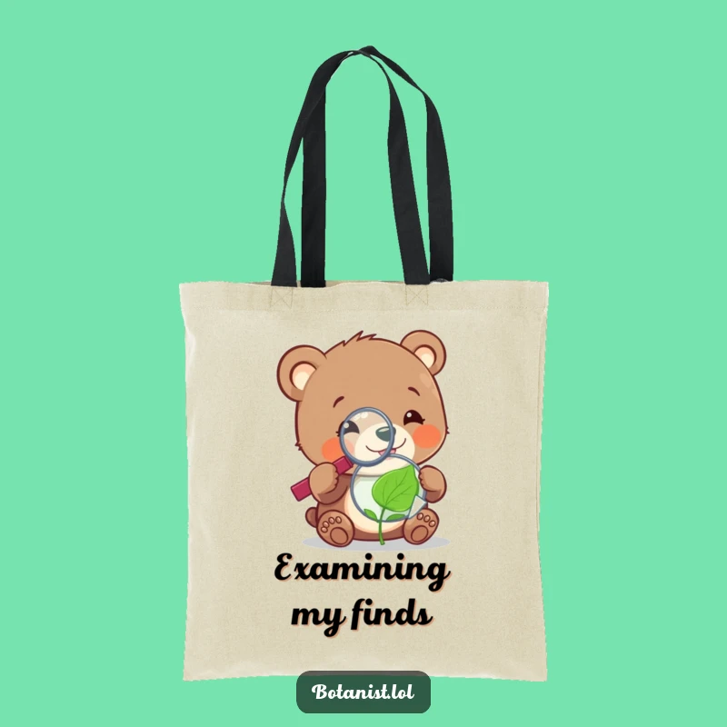 Funny Bear Cub Leaf Tote Bag: Carry Your Discoveries in Style!