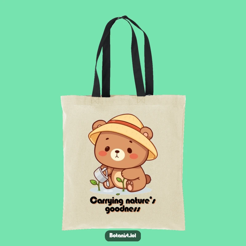 Funny Bear Gardener Tote Bag: Carry Your Green Thumb in Style, Adorable Funny Gift!
