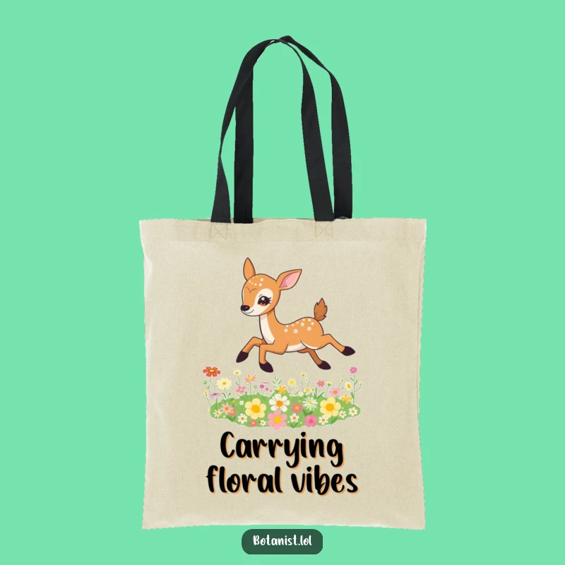 Funny Deer Tote Bag: Wildflower Jumper, Nature Carry-All, Gift