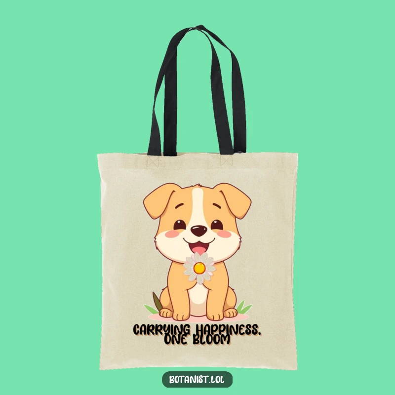 Funny Dog Daisy Tote Bag: Carry Your Essentials with a Pup's Sweet Floral Gesture, Chic Gift